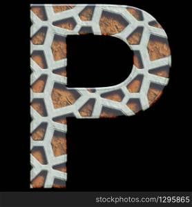 3D render of grate and textured alphabet capital letter . 3D render of grate alphabet letter
