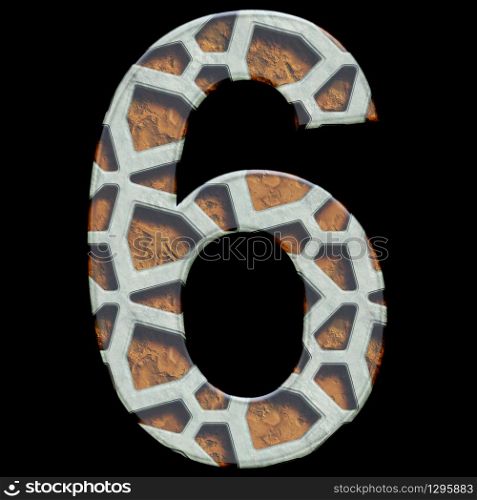 3D render of grate and textured alphabet decorative number. 3D render of grate alphabet number