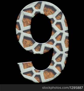 3D render of grate and textured alphabet decorative number. 3D render of grate alphabet number