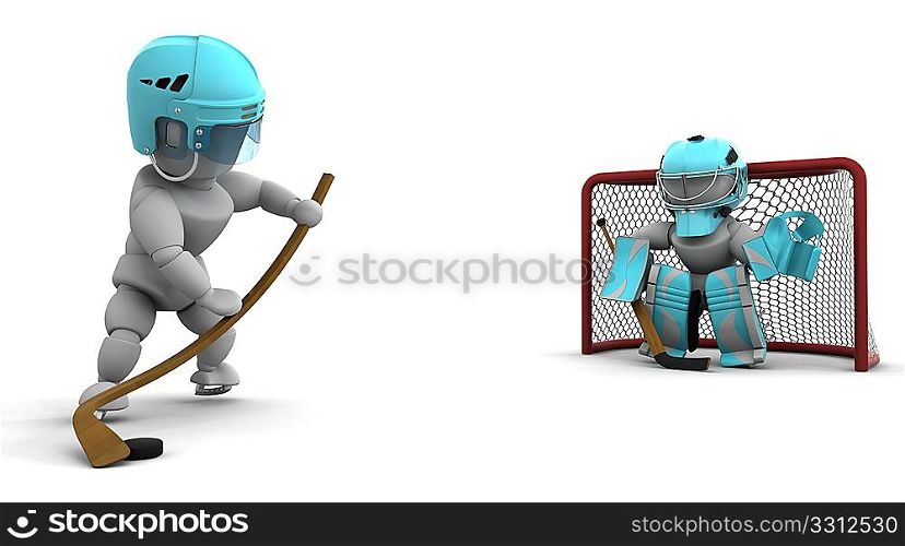 3D render of ice hockey players