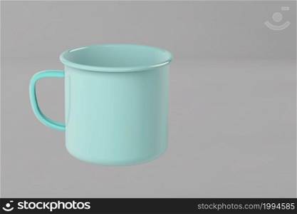 3d render of iron blue mug isolated on colored background. fit for your design element.