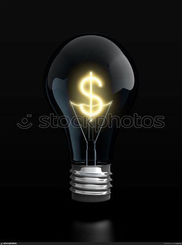 3d render of light bulb with glowing dollar sign inside it on black background