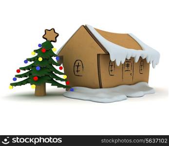 3D Render of Little craft Christmas house