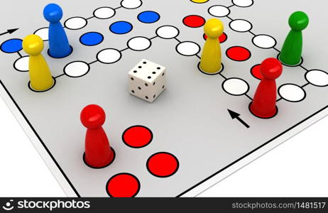 3d render of ludo (Take it Easy) board game