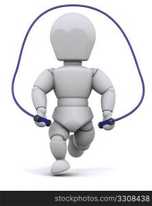 3D render of man skipping with jump rope