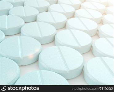 3d render of medical pills in row