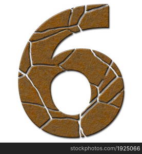 3D render of metal pattern and texture number with cracks . 3D render of metallic number with cracks