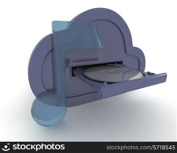 3D Render of online storage in the cloud