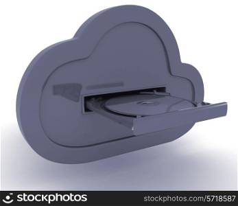 3D Render of online storage in the cloud