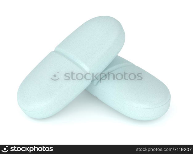 3d render of pills over white background