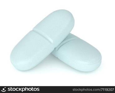 3d render of pills over white background