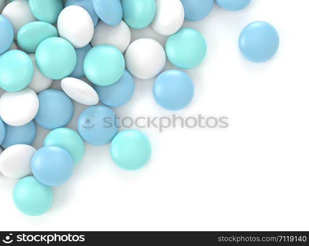 3d render of pills over white background with place for text