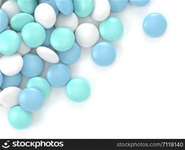 3d render of pills over white background with place for text