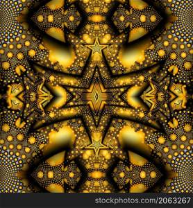 3D render of plastic colorfull background tile with imprinted fractal kaleidoscope ornament. 3D render illustration of colorfull fractal kaleidoscope background tile