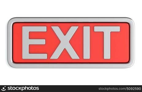 3d render of red exit sign on white background