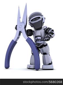 3D render of robot with a pair of pliers