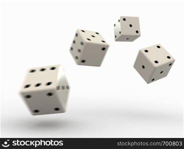 3D render of rolling dice with added motion blur