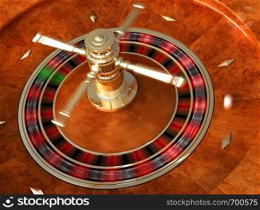 3d render of rotating casino roulette with simulated motion blur