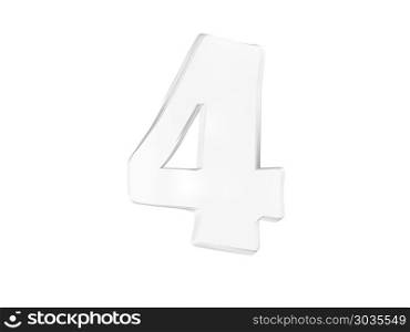 3D render of the number 4. typography 3d render isolated on white background