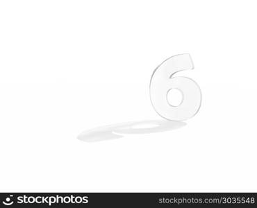 3D render of the number 6. typography 3d render isolated on white background