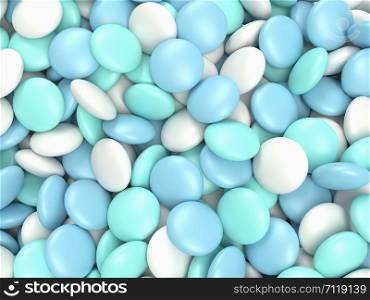 3d render of top of view of medical pills