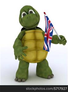 3D render of Tortoise with Union Jack Flag