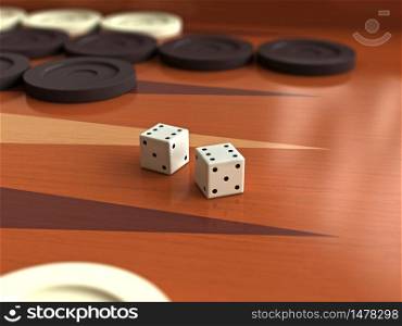 3D render of traditional backgammon game board