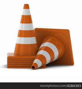 3d render of traffic cones