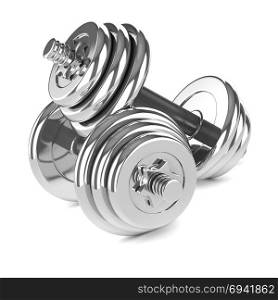 3d render of two chrome weights balanced