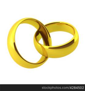3d render of two golden wedding rings
