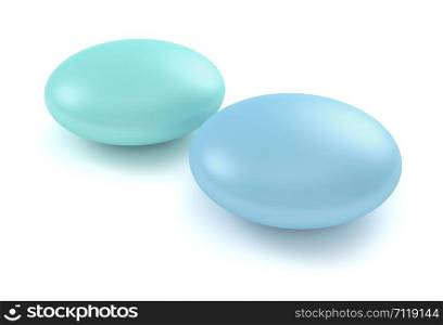 3d render of two pills isolated over white background