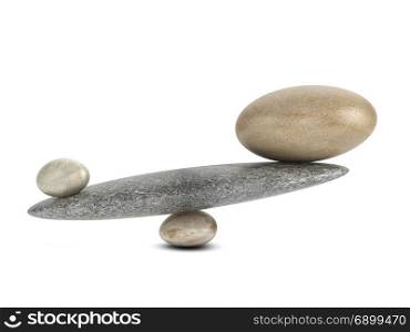 3d render of unequal stones balancing