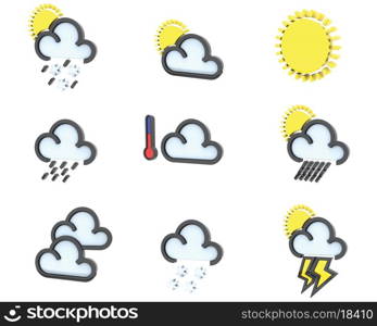 3D render of weather icons set 1