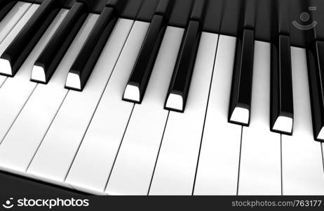 3d render of white and black piano keys