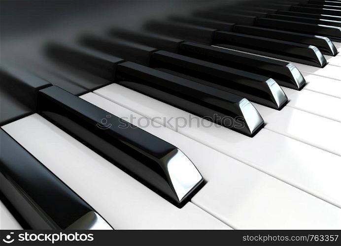 3d render of white and black piano keys