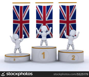 3D render of winners on a championship podium