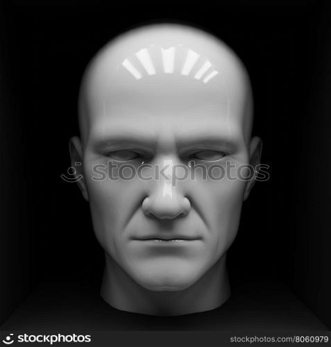 3d render: poster with color plastic head