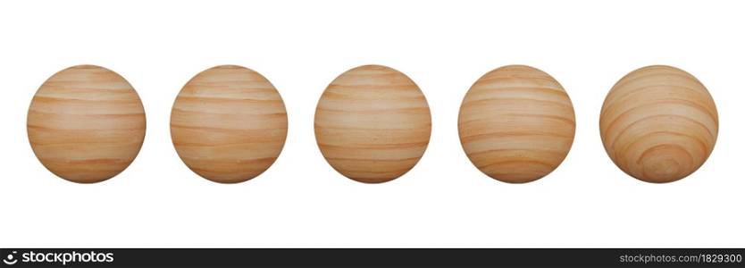 3D render. Realistic wooden sphere isolated on white background. Object with clipping path.