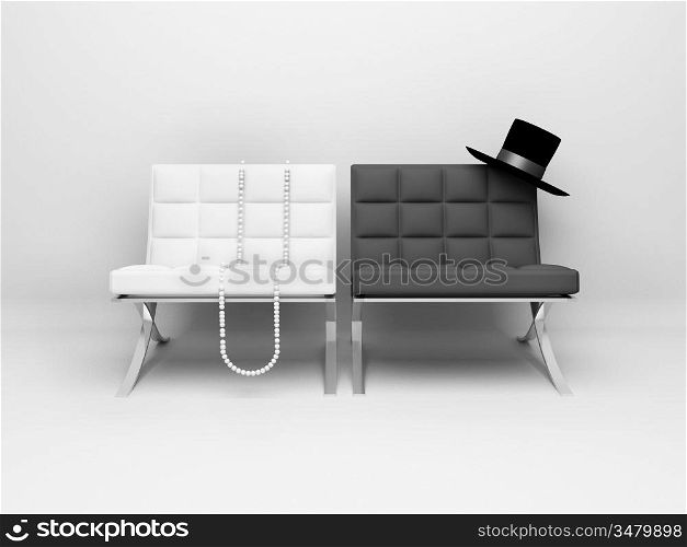 3D render. Two couches isolated on white background.