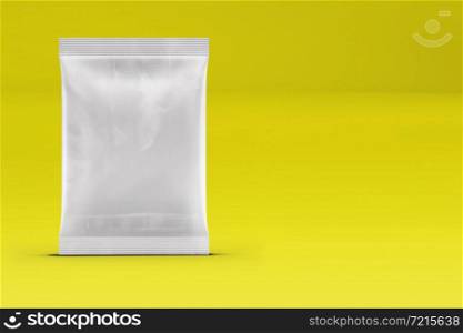3d render white foil package mockup, 3d rendering isolated on colored background.fit for your design element.