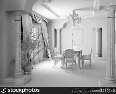 3D render. White room.