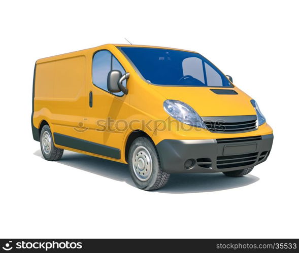 3d render: Yellow Delivery Van Icon: Transporting Service, Freight, Packages Shipment