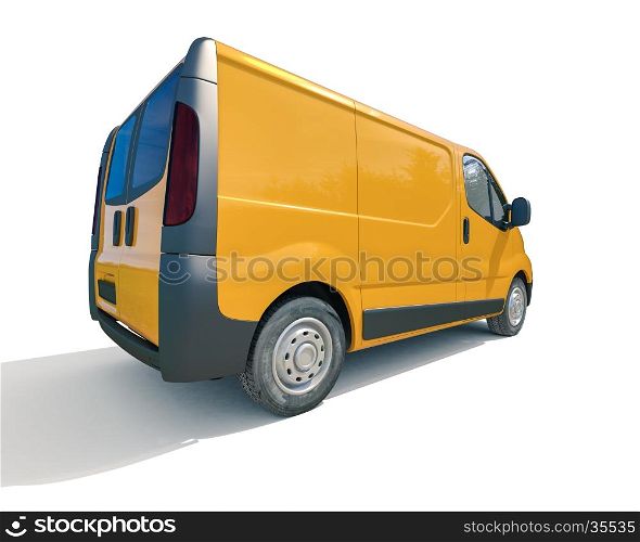 3d render: Yellow Delivery Van Icon: Transporting Service, Freight, Packages Shipment