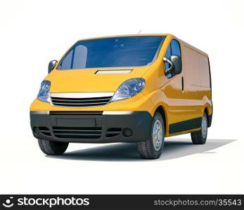 3d render: Yellow Delivery Van Icon: Transporting Service, Freight, Packages Shipment