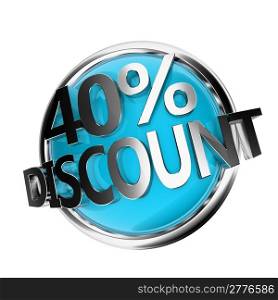 3d rendered blue discount button - 40%