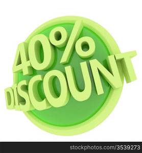3d rendered, green 40 percent discount button