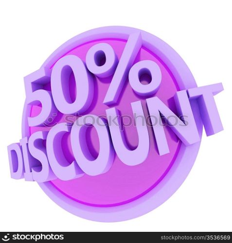 3d rendered, green 50 percent discount button