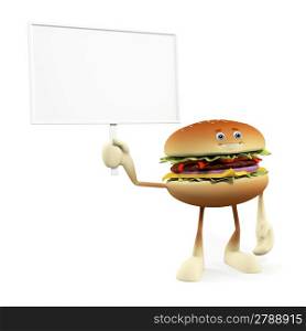 3d rendered illustration of a burger character