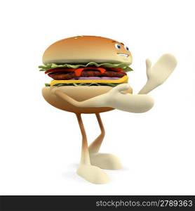 3d rendered illustration of a burger character