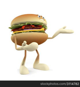 3d rendered illustration of a burger character